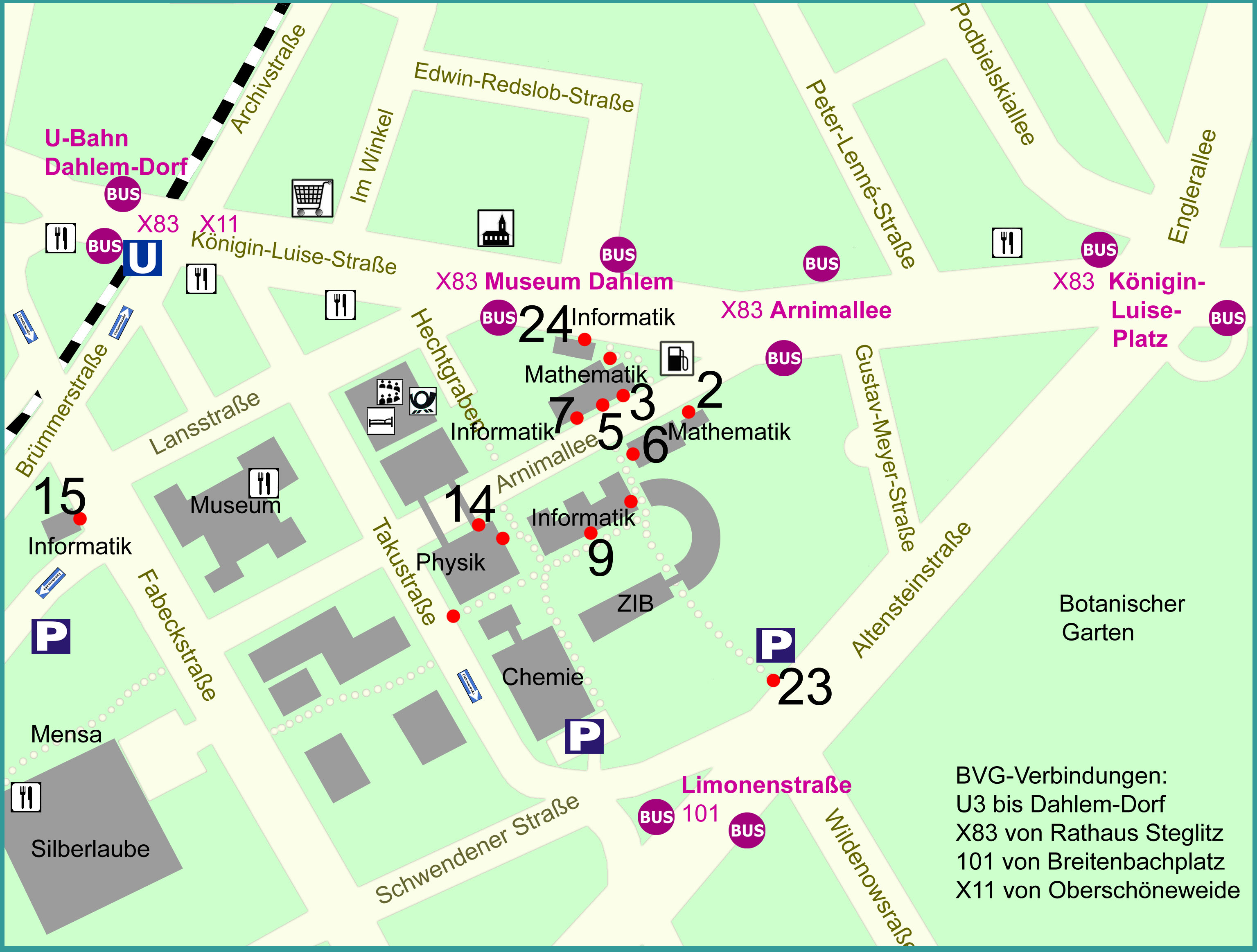 Detailed partial campus map